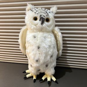 Lifelike Hansa realistic Handcrafted Snow Owl Plush Toy Stuffed Animal big size